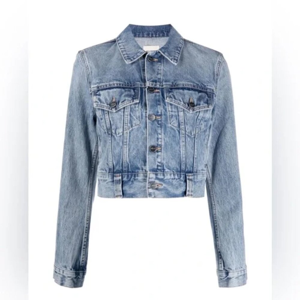 KHAITE Rizzo Blue Denim Cropped Jacket SZ S - Picture 5 of 5